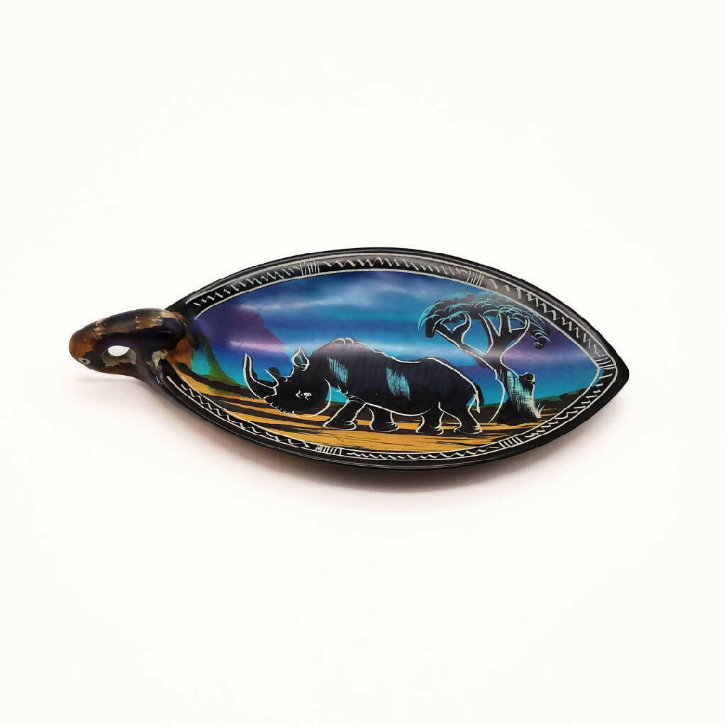 Rhino Soapstone Bowl| Blue Color Soapstone Bowl - Mawu Africa