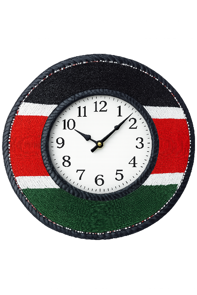 Handmade Beaded Kenya flag themed clock - Mawu Africa