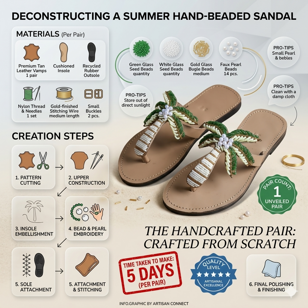 Palm Tree Summer Leather Sandals