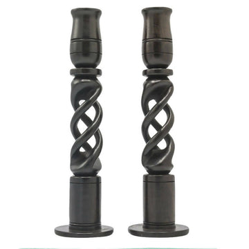 Pair of wooden candle holders
