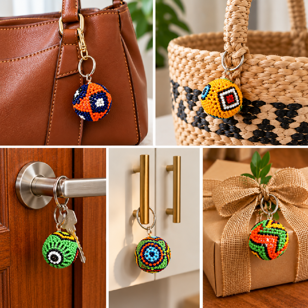 Circular Shaped Beaded Key Ring | Keyholder