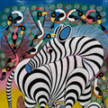 Zebra and Birds Tingatinga Painting