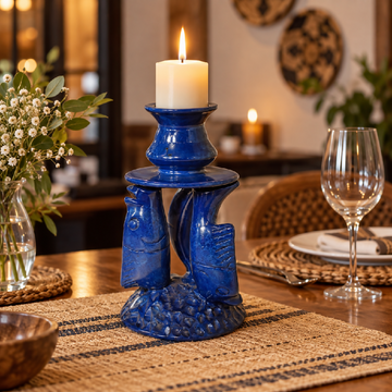 Soapstone Fish Family Candle Holder