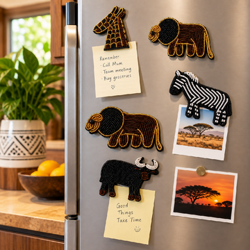 Handmade Beaded Zebra Fridge Magnet – African Wildlife Kitchen Décor