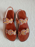 Brown wedge leather sandals - Mawu Africa