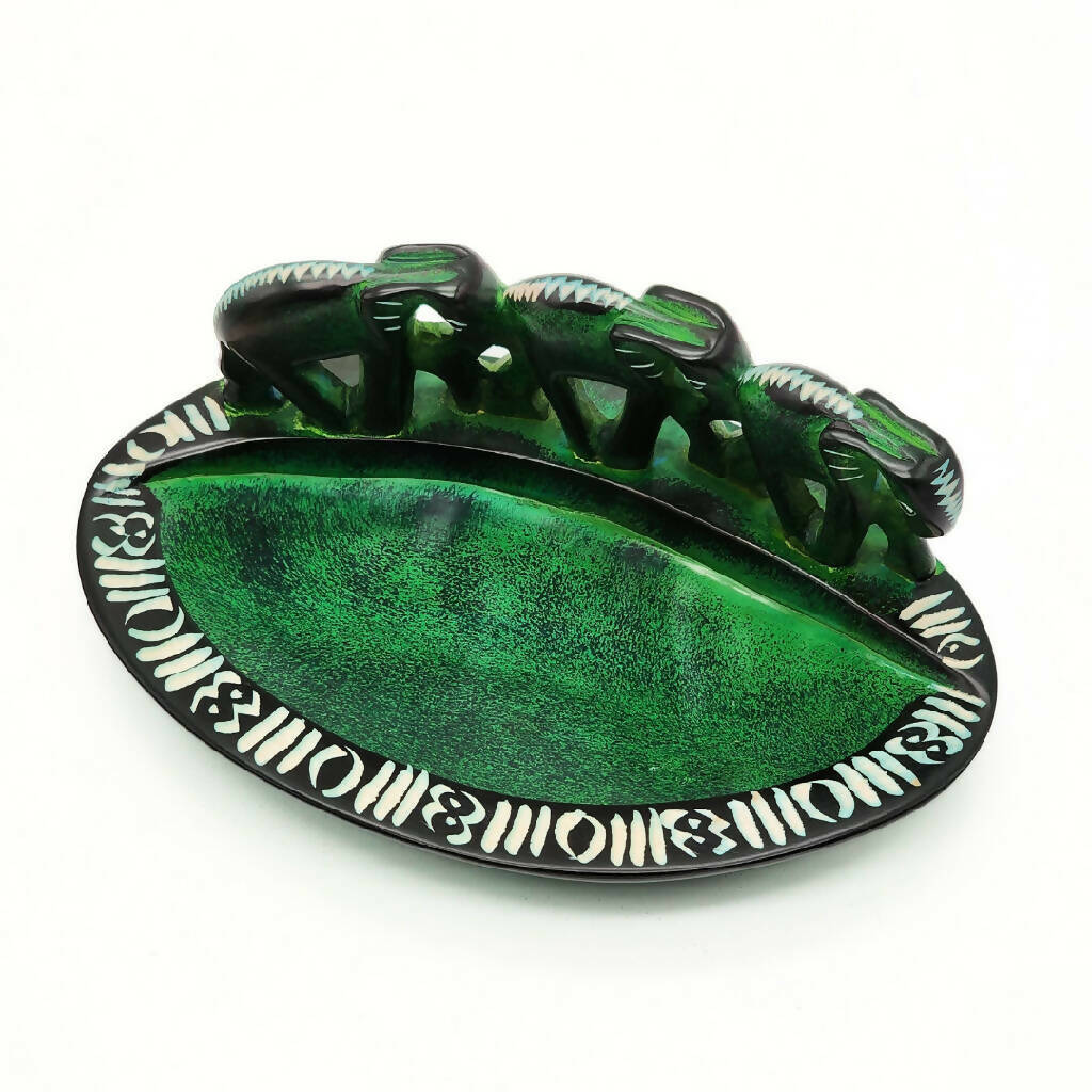 Tri Green Elephant Bowl| Soapstone Bowl - Mawu Africa