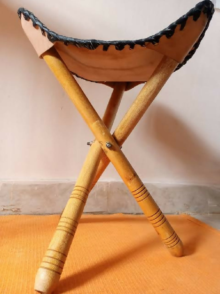 Traditional Tripod Stool | Handcrafted Wood & Leather | Kenyan Furniture - Mawu Africa