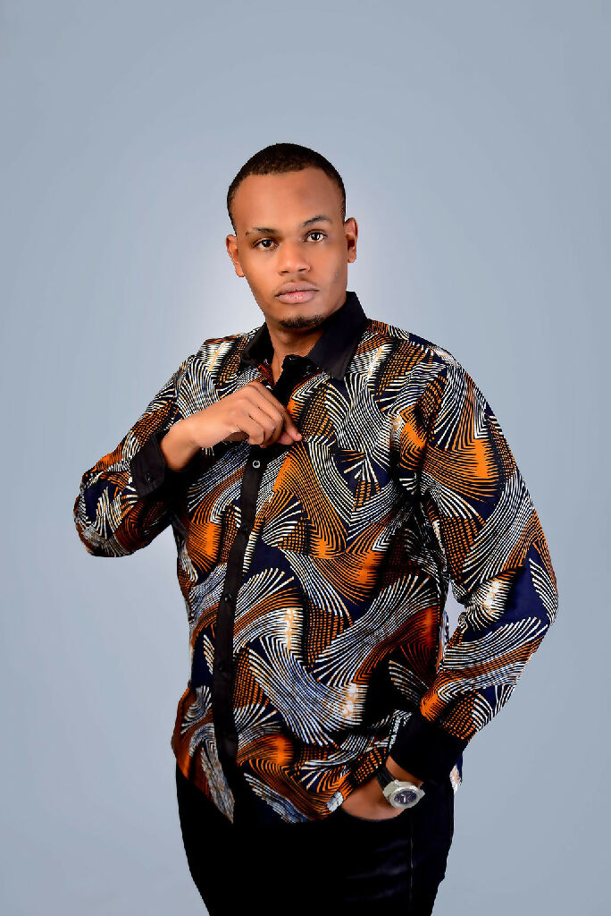 Brown with Black Cuffs African Shirt Long Sleeve1