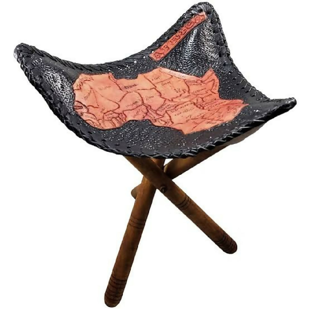 Traditional Tripod Stool | Handcrafted Wood & Leather | Kenyan Furniture - Mawu Africa