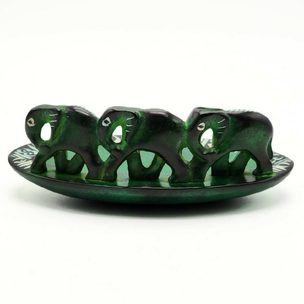 Tri Green Elephant Bowl| Soapstone Bowl - Mawu Africa
