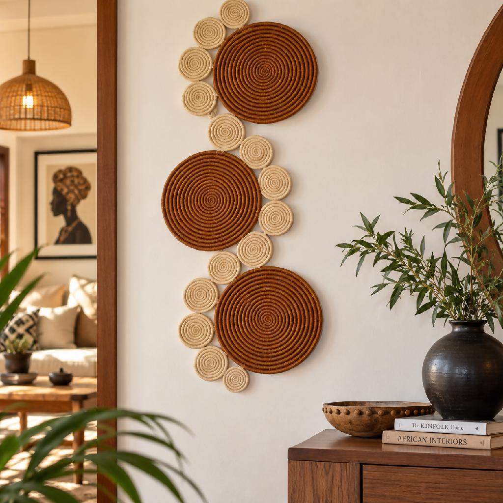 3-Piece Spiral Raffia Wall Décor Set - Mawu Africa