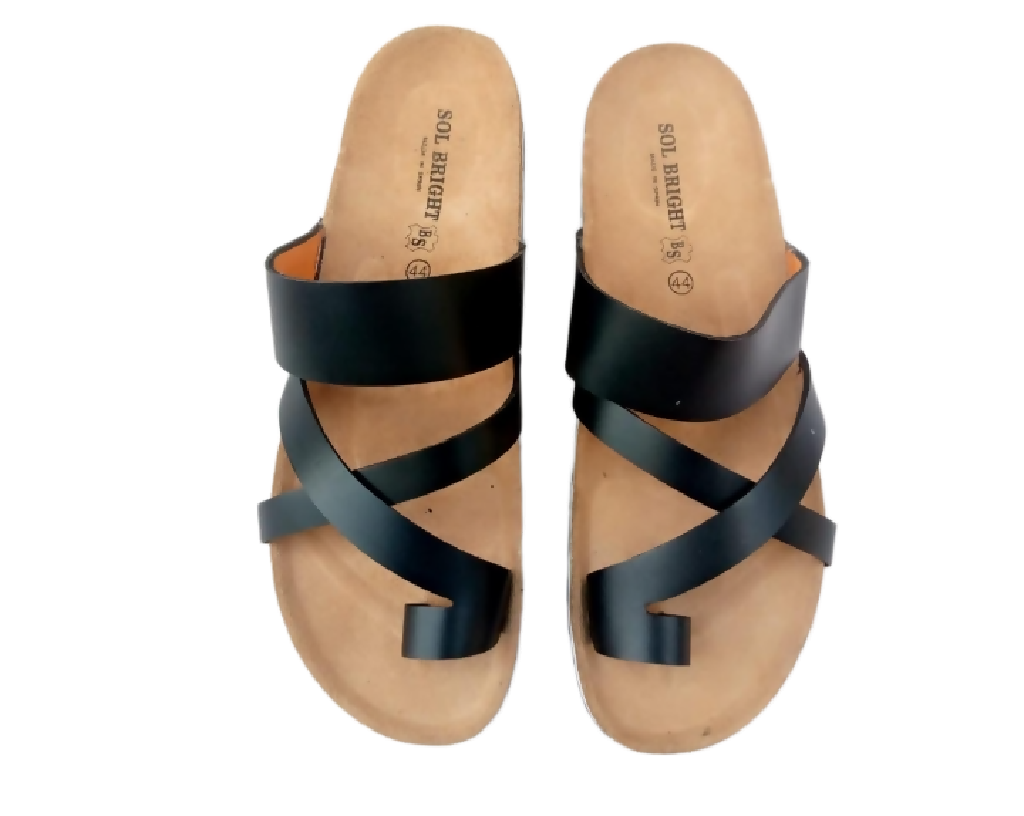 Men’s Leather Cork Sandals | Black - Mawu Africa