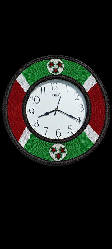 Handmade Burudi flag themed beaded clock