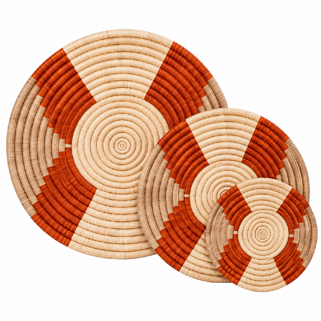 3-Piece Handwoven Raffia Wall Basket Set - Mawu Africa