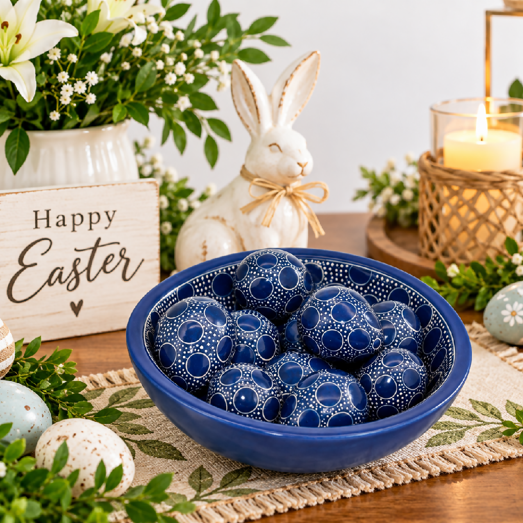 Soapstone Egg Décor / Easter Eggs – Set of 10 with Bowl