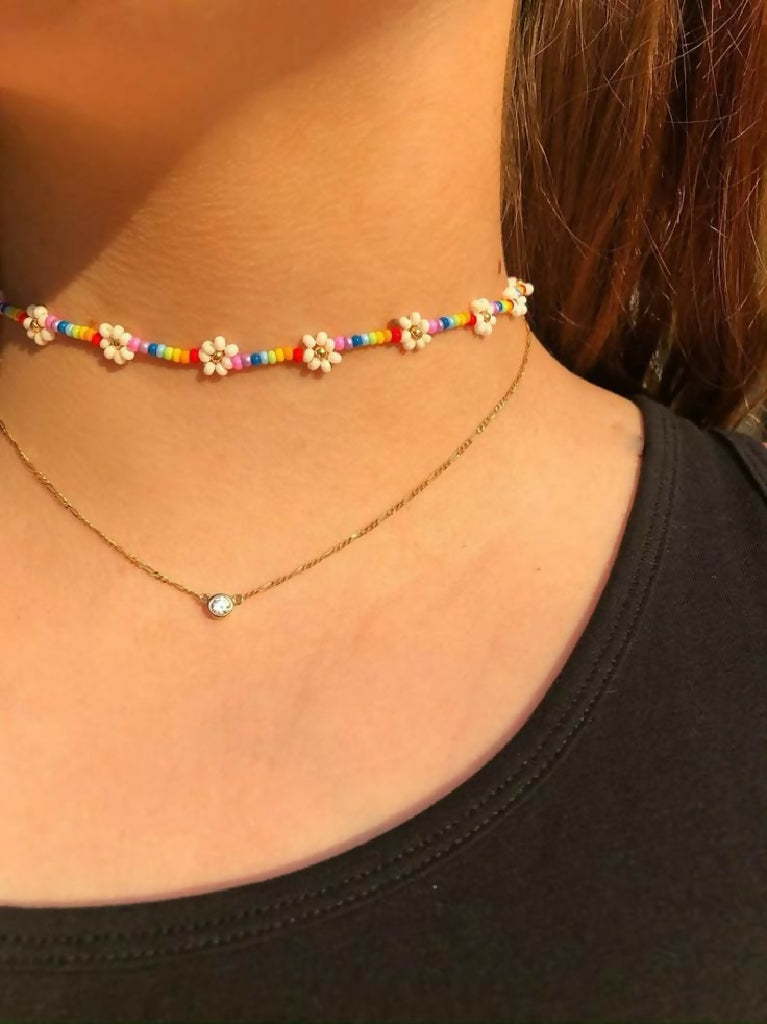 Handcrafted Glass Bead African Flower Choker Necklace