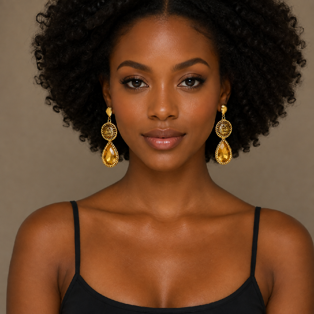 Gold water drop earrings - Mawu Africa