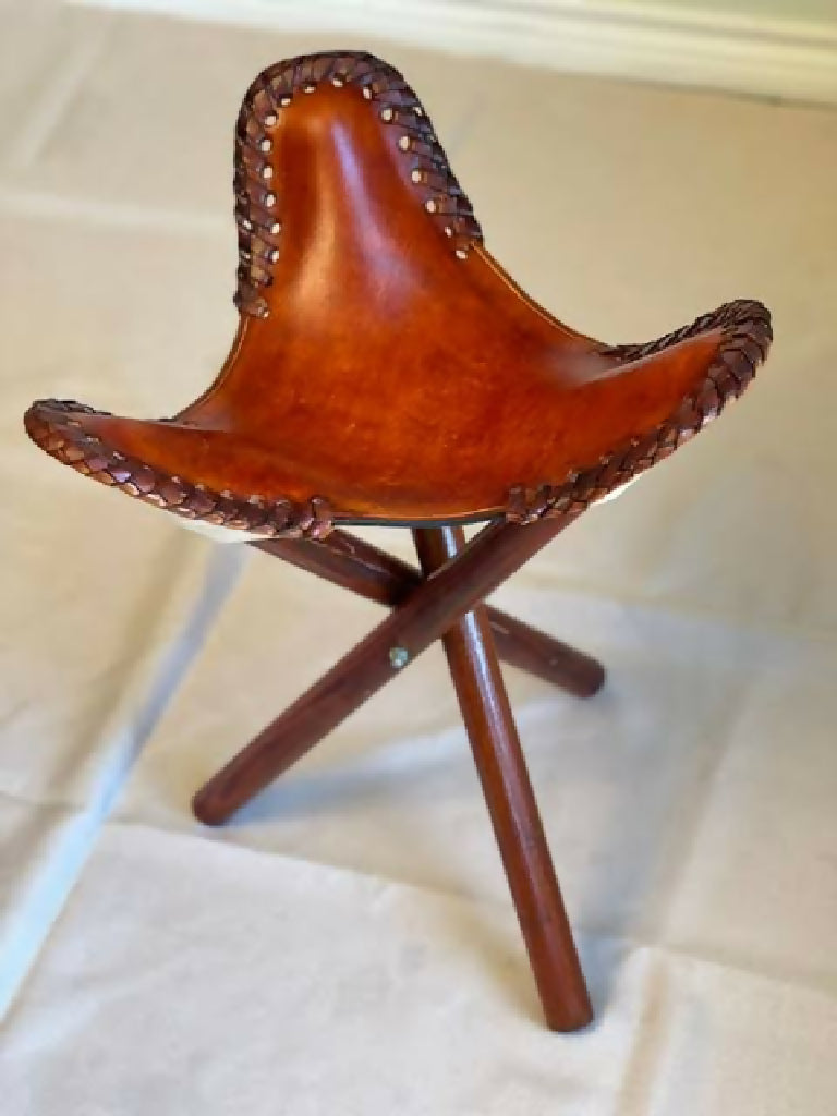 Traditional Tripod Stool | Handcrafted Wood & Leather | Kenyan Furniture - Mawu Africa