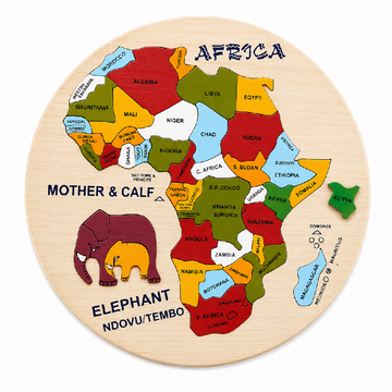 Wooden African Map Puzzle- Circle