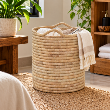 Reed Laundry Basket with Handles