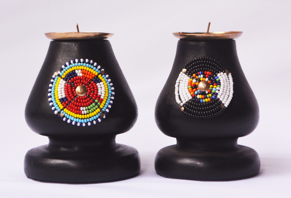 Mini Candle stands with Maasai Beadwork
