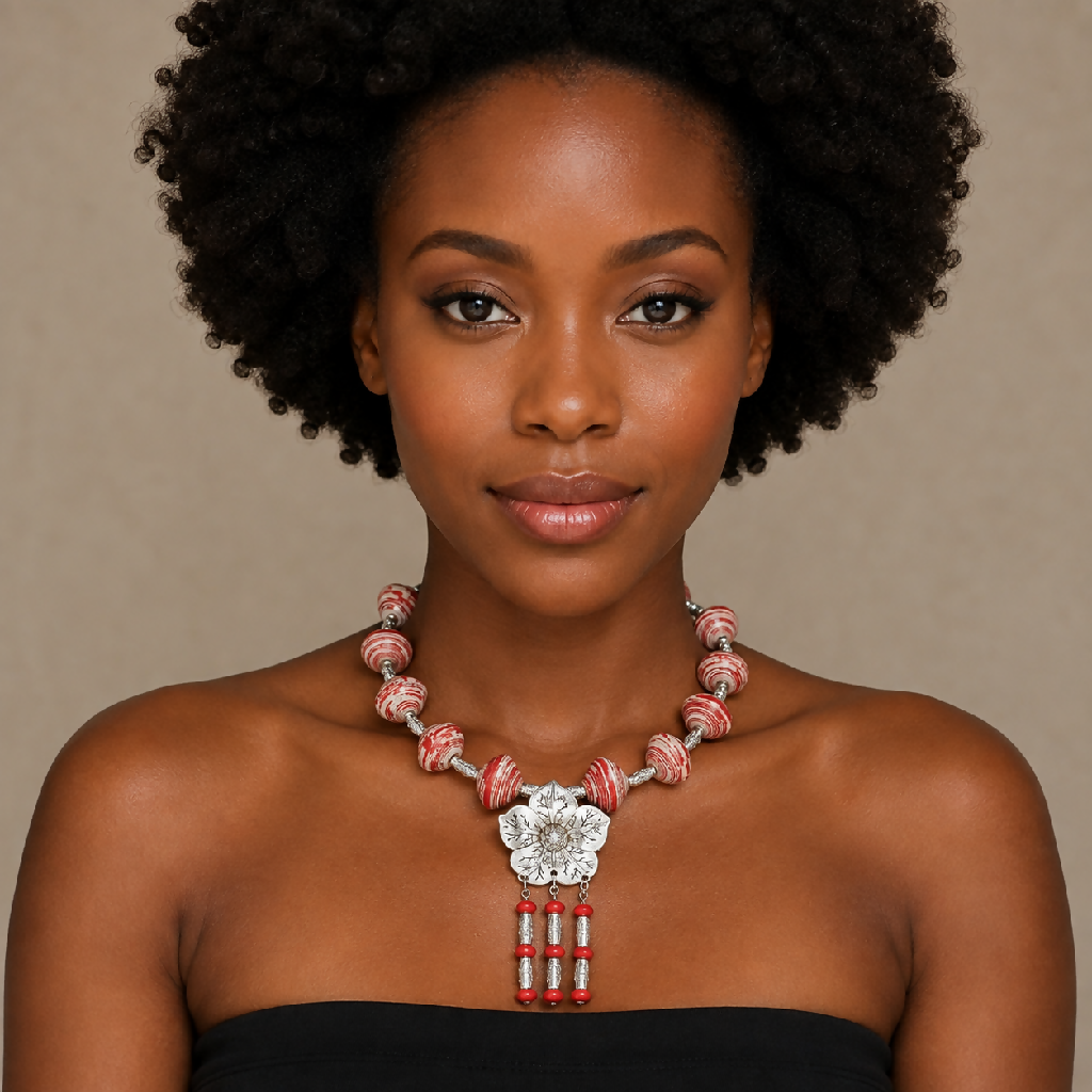 Bold Cherry Red Choker Necklace - Mawu Africa