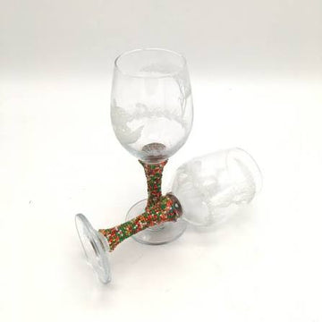 African wine glasses- beaded stem and engraved – Mawu Africa