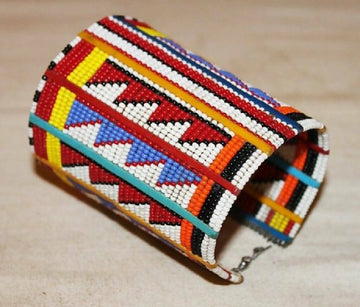 Beaded leather bangle