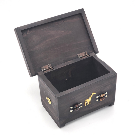 Handmade chest box | Jewelry box | Wooden Giraffe drawing on box