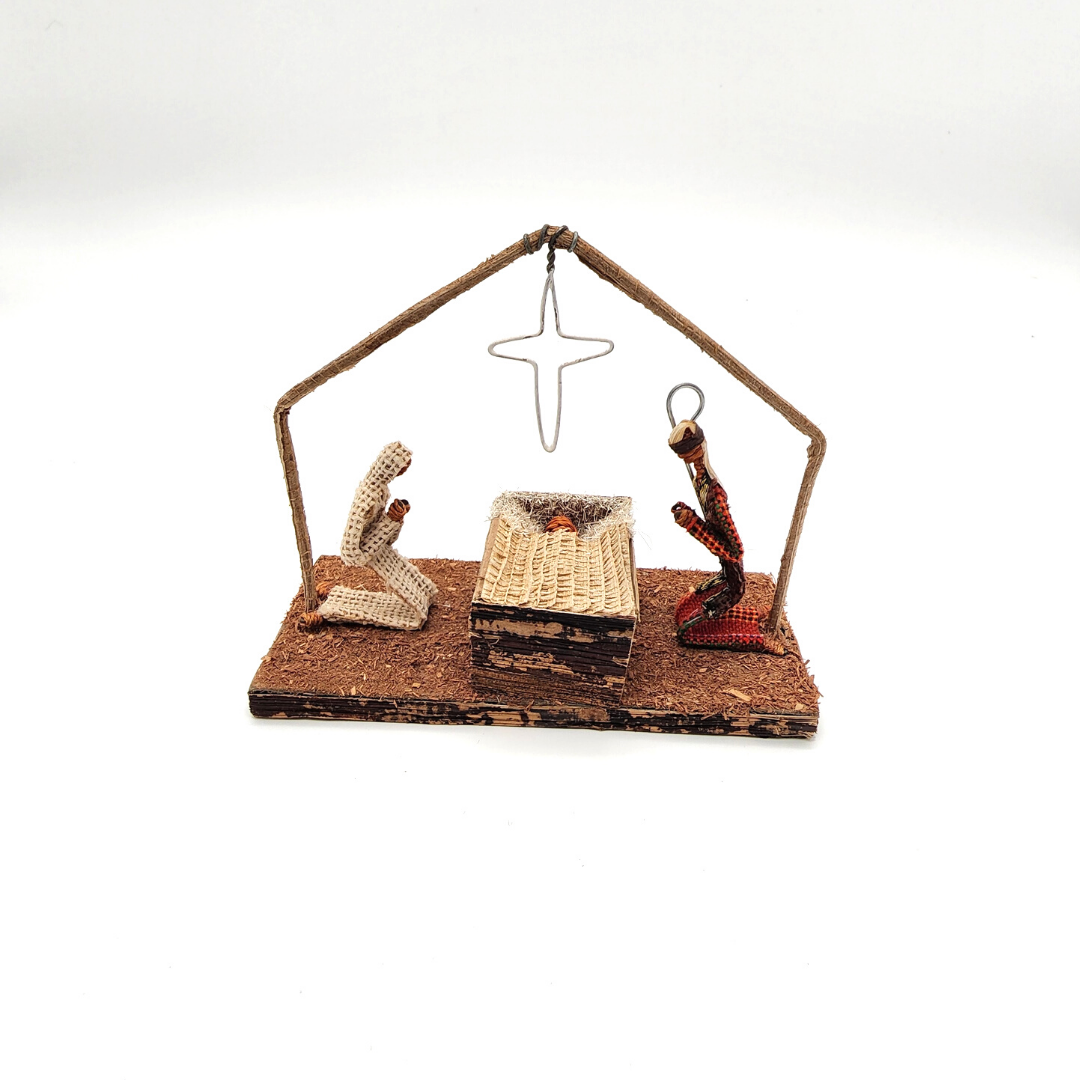 Handmade Holy Family Nativity Set | Recycled banane leaf