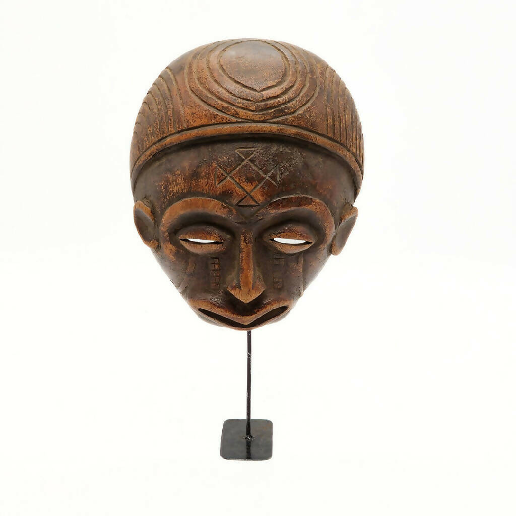 Round Wide African Mask Chokwe African Mask