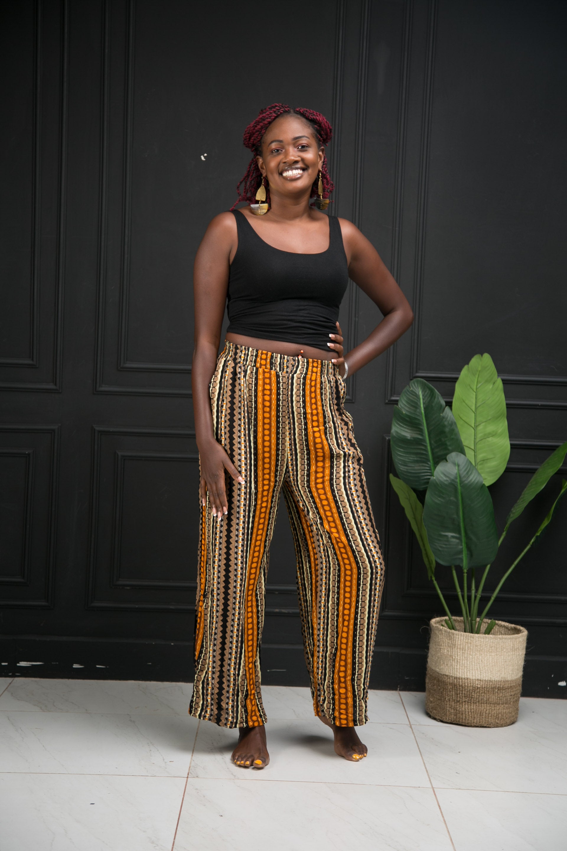 LARA African Print high waist trousers  3 LENGTH  OFUURE