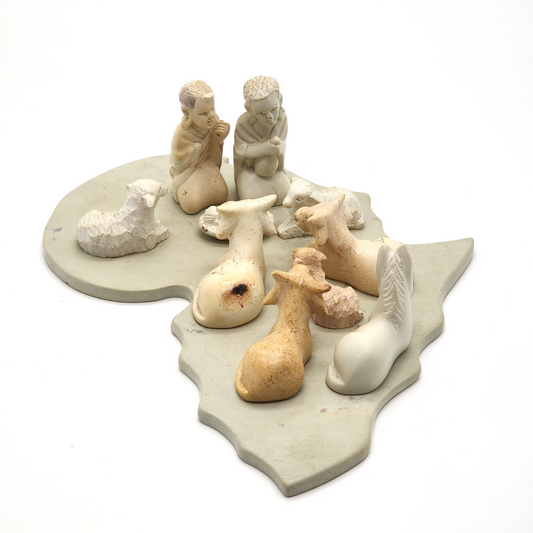 Nativity set on an African map | Soapstone