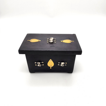 Handmade chest box | Jewelry box | Trinkets box | Brass leaf drawing on box