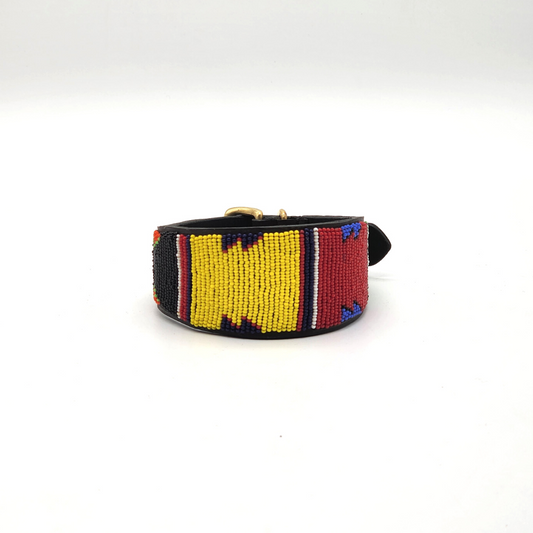Handmade Maasai Beaded Leather Pet Collars | Wide Dog collars