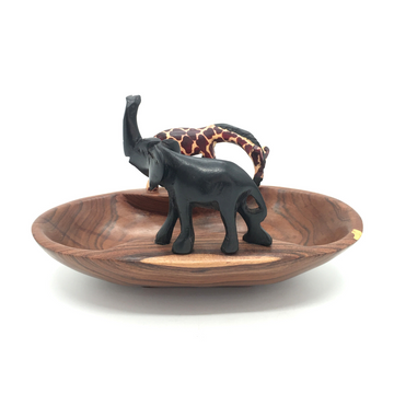 Wooden Small Storage Bowl with animal carvings