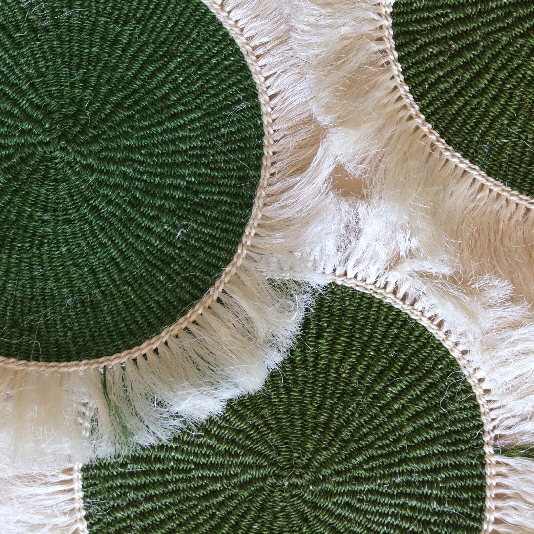 Green sisal placemats | Sisal mats with fringe