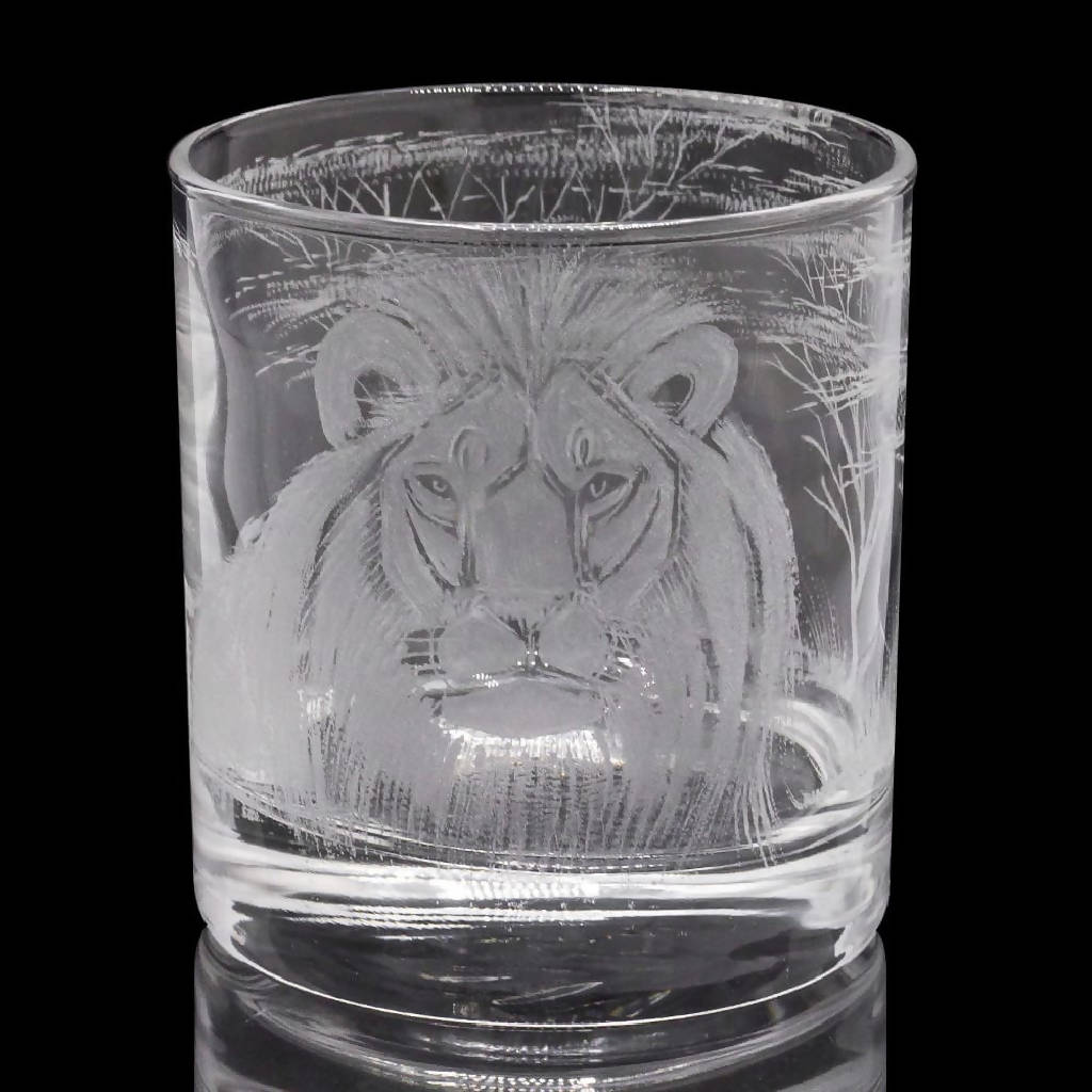 Two Engraved Glass Tumblers