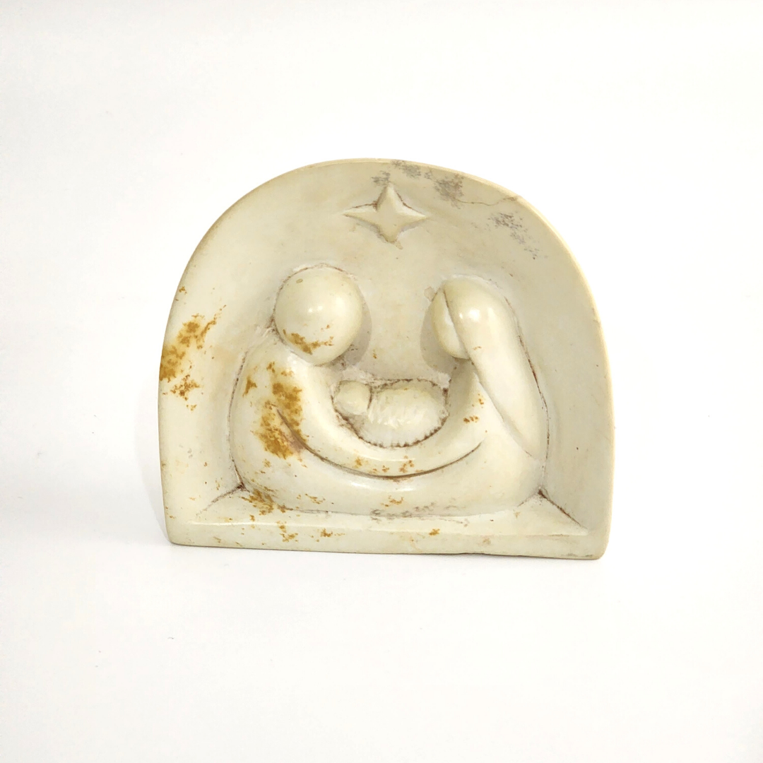 Holy family in a shallow cave | Soapstone Sculpture