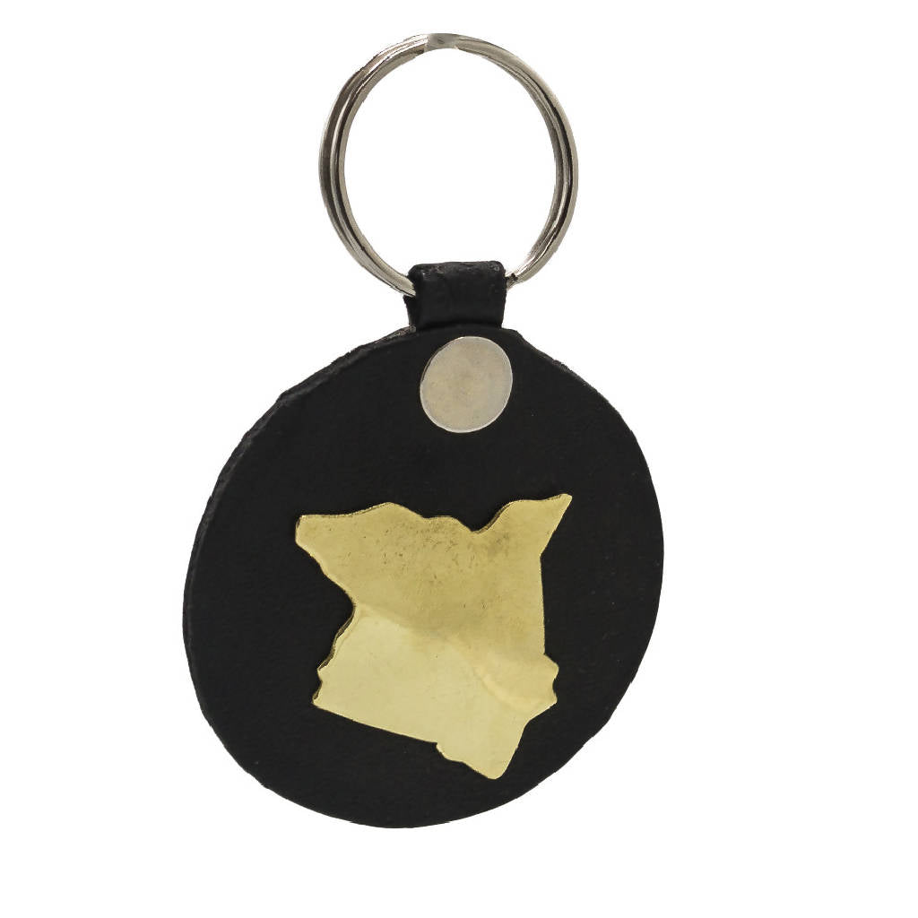 Leather with brass detail keychain