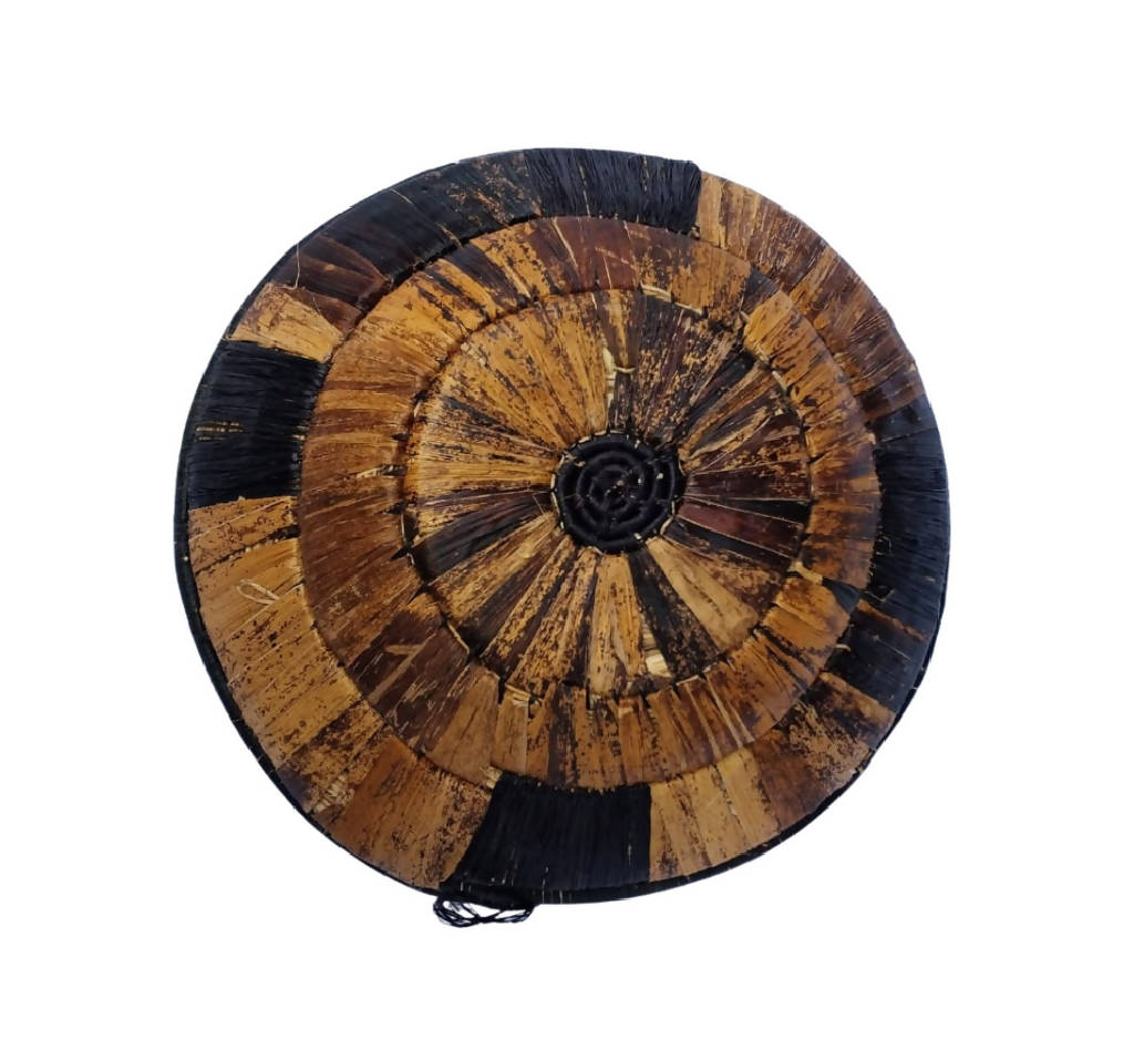 12inch Spiral Banana Handwoven Bowl - Dark brown-Wall Basket