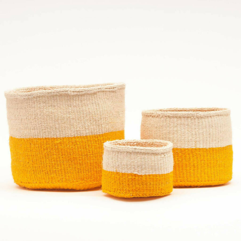 Set of 3 sisal storage baskets | Yellow