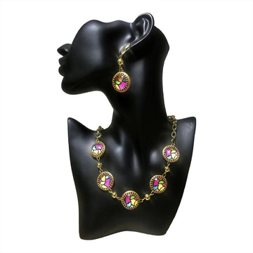 Multi Color Chain Necklace Set | Kitenge Inspired