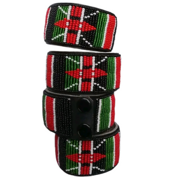 Kenya flag leather beaded bracelet