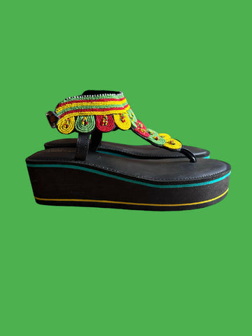 Green Ashanti wedge sandals