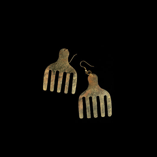 Sista comb Brass African Earrings - Authentic African handicrafts | Clothing, bags, painting, toys & more - CULTURE HUB by Muthoni Unchained