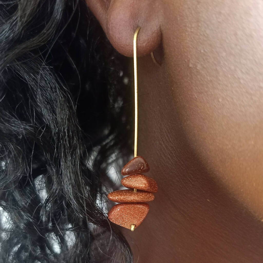 Juba gold stone earrings