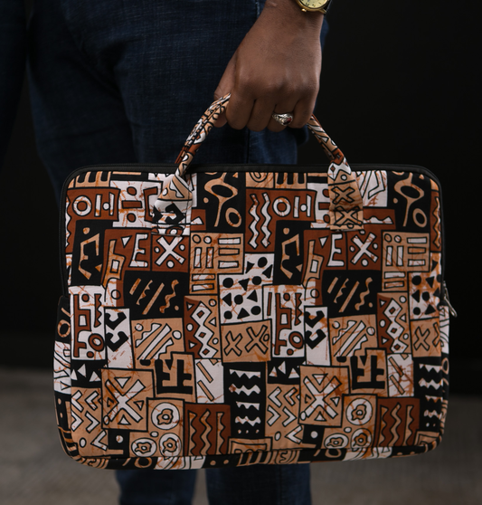 Brown Ankara Laptop bag - Authentic African handicrafts | Clothing, bags, painting, toys & more - CULTURE HUB by Muthoni Unchained