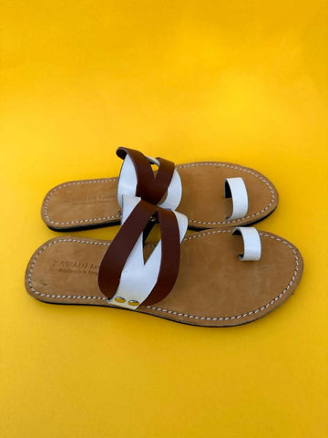 Moukouri white leather sandals