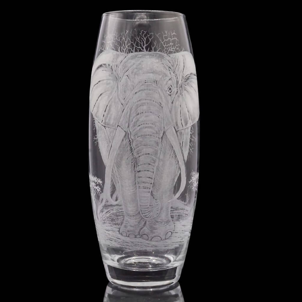 Engraved Elephant Flower Vase